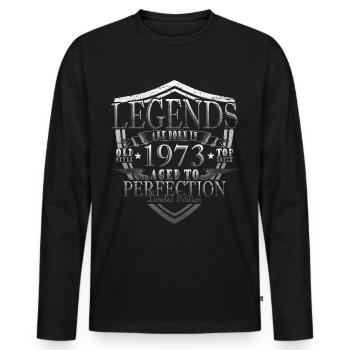 Légende 1973 Anniversaire Année de naissance 1973 Hommes - T-shirt manches longues Premium bio Homme - noir - Devant - Nico (187cm)