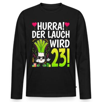 Hurra der Lauch wird 23 - Männer Premium Bio Langarmshirt - Schwarz - Vorne - Nico (187cm)