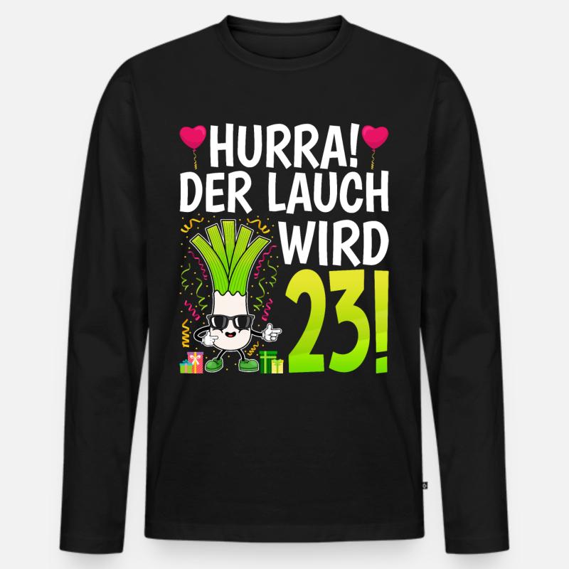 Hurra der Lauch wird 23 - Männer Premium Bio Langarmshirt - Schwarz