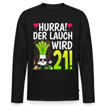Hurra der Lauch wird 21 - Männer Premium Bio Langarmshirt - Schwarz - Vorne - Nico (187cm)