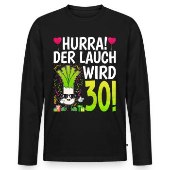 Hurra der Lauch wird 30 - Männer Premium Bio Langarmshirt - Schwarz - Vorne - Nico (187cm)