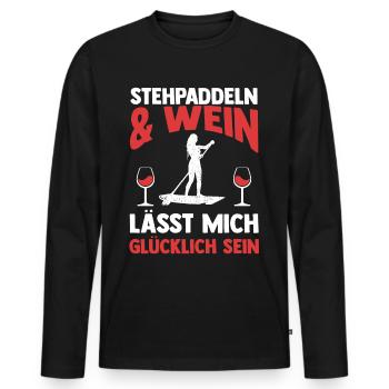Wein Stand Up Paddeling - Männer Premium Bio Langarmshirt - Schwarz - Vorne - Nico (187cm)