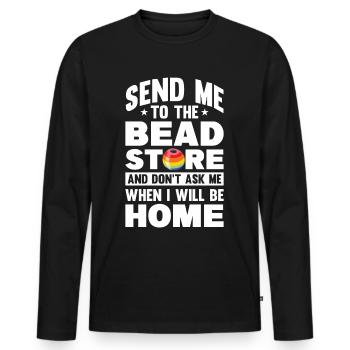 Perle Perle Broderie Bijoutier Fabricant de bijoux - T-shirt manches longues Premium bio Homme - noir - Devant - Nico (187cm)