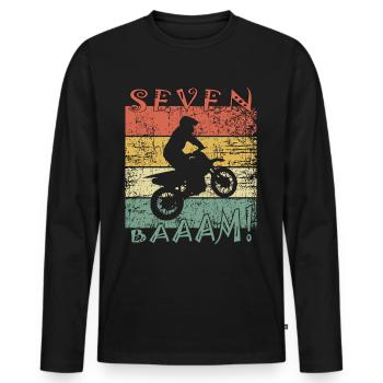 7ème anniversaire Motocross 7 ans garçons filles - T-shirt manches longues Premium bio Homme - noir - Devant - Nico (187cm)