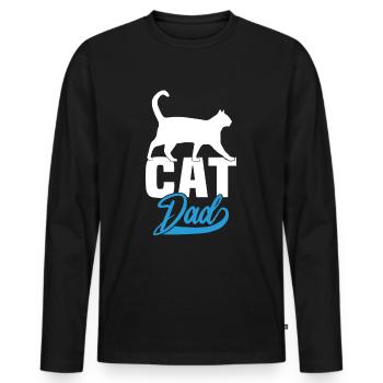 Cat Dad - Männer Premium Bio Langarmshirt - Schwarz - Vorne - Nico (187cm)