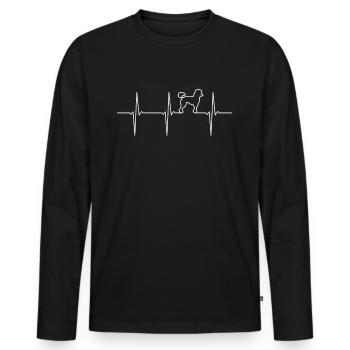 Pudel EKG Herzschlag - Männer Premium Bio Langarmshirt - Schwarz - Vorne - Nico (187cm)