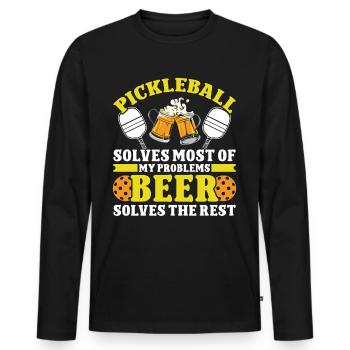 Pickleball and Beer - Männer Premium Bio Langarmshirt - Schwarz - Vorne - Nico (187cm)