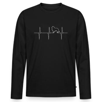 Shetland Sheepdog Sheltie ECG battement de cœur - T-shirt manches longues Premium bio Homme - noir - Devant - Nico (187cm)