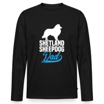 Shetland Sheepdog Sheltie Papa - T-shirt manches longues Premium bio Homme - noir - Devant - Nico (187cm)