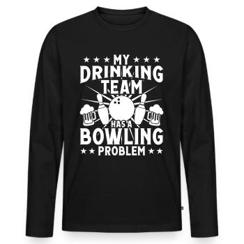 Mon équipe de buveurs a un problème de bowling - T-shirt manches longues Premium bio Homme - noir - Devant - Nico (187cm)