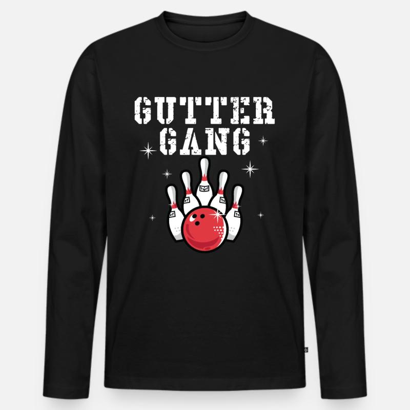 Guttergang Bowling Design - Männer Premium Bio Langarmshirt - Schwarz