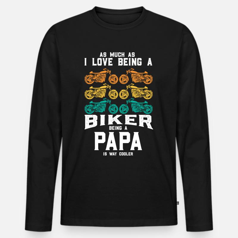 BIKER DAD COOLER - Männer Premium Bio Langarmshirt - Schwarz