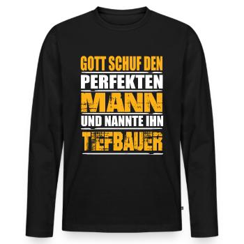 Tiefbauer - Männer Premium Bio Langarmshirt - Schwarz - Vorne - Nico (187cm)