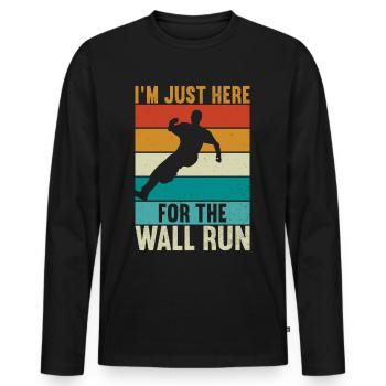 Parkour Freerunning - T-shirt manches longues Premium bio Homme - noir - Devant - Nico (187cm)