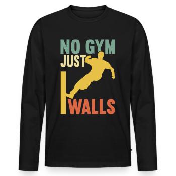 Parkour Freerunning - T-shirt manches longues Premium bio Homme - noir - Devant - Nico (187cm)