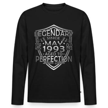 Year of birth 1993 May - Men's Premium Organic Long Sleeve Shirt - black - Front - Nico (187cm)