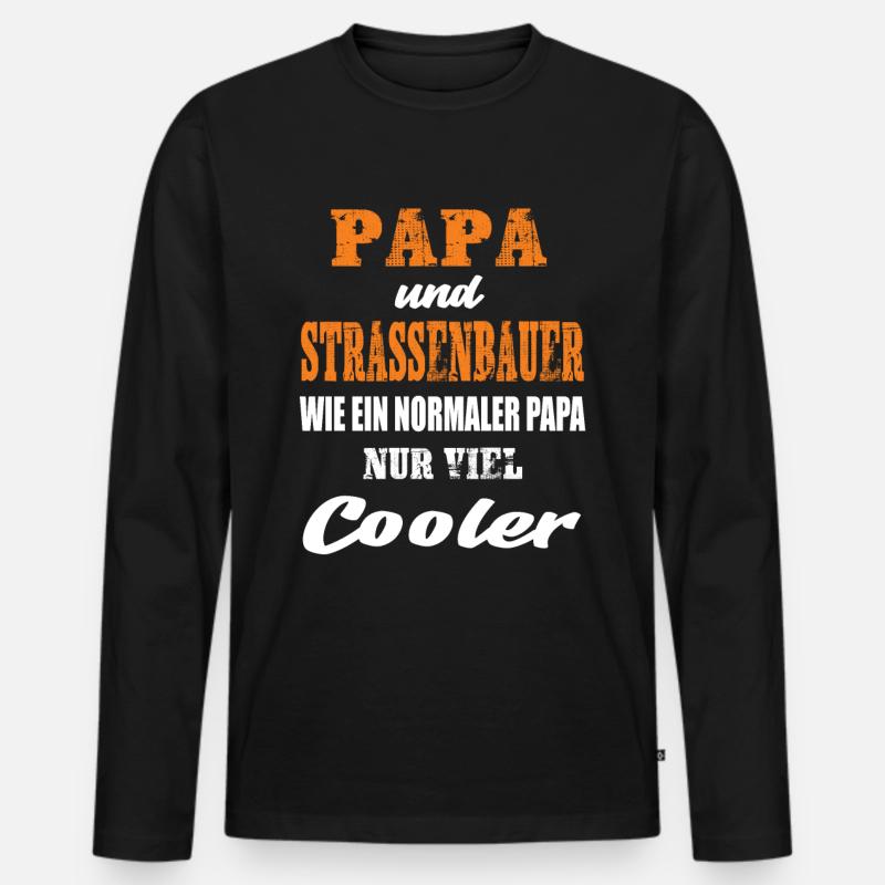Papa und Strassenbauer - Männer Premium Bio Langarmshirt - Schwarz