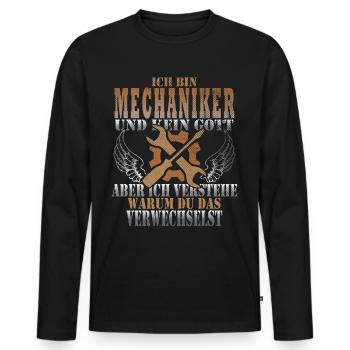 Mechaniker Mechanikerin Mechanik Geschenk - Männer Premium Bio Langarmshirt - Schwarz - Vorne - Nico (187cm)