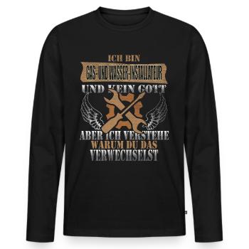 Gas- und Wasserinstallateur - Männer Premium Bio Langarmshirt - Schwarz - Vorne - Nico (187cm)