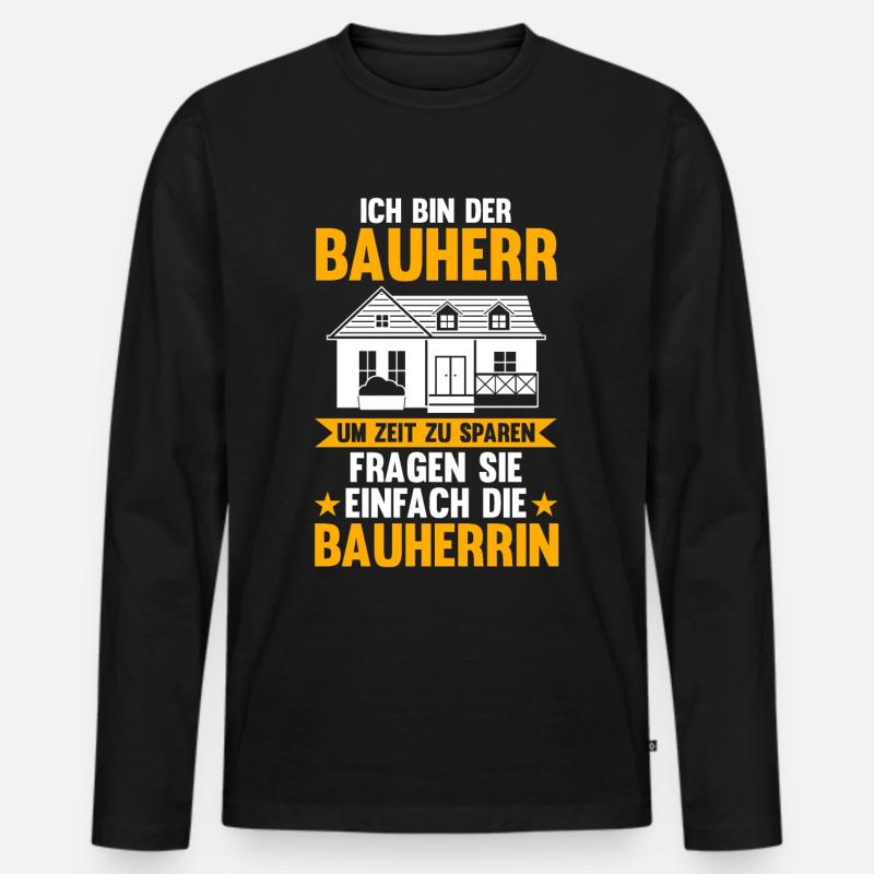 Bauherr - Männer Premium Bio Langarmshirt - Schwarz