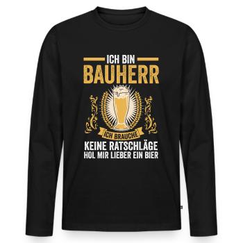 Bier Bauherr - Männer Premium Bio Langarmshirt - Schwarz - Vorne - Nico (187cm)