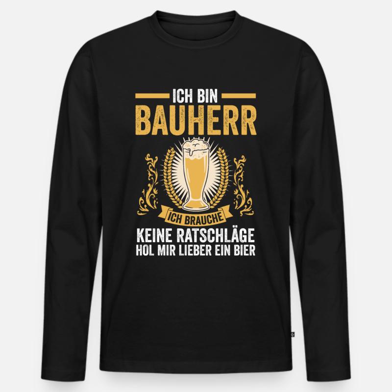 Bier Bauherr - Männer Premium Bio Langarmshirt - Schwarz