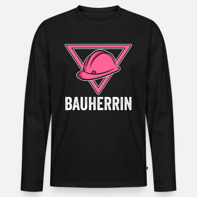 Bauherrin - Männer Premium Bio Langarmshirt - Schwarz