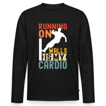 Parkour Freerunning - T-shirt manches longues Premium bio Homme - noir - Devant - Nico (187cm)