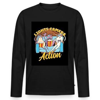 Ligts Camera Action - Men's Premium Organic Long Sleeve Shirt - black - Front - Nico (187cm)