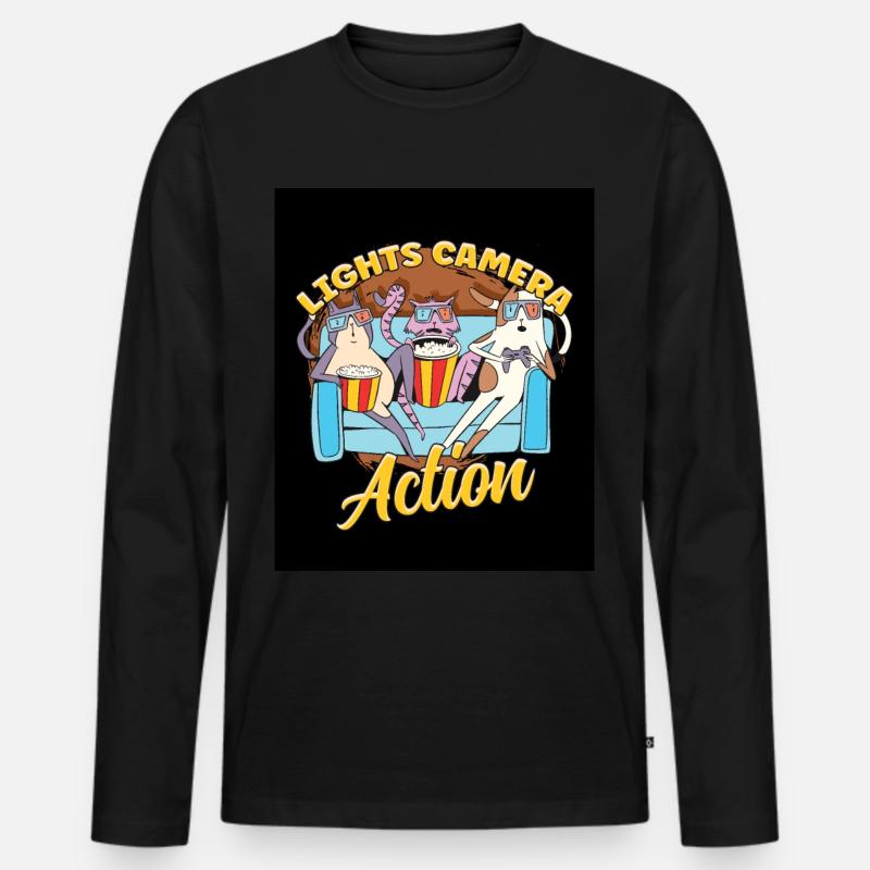 Ligts Camera Action - Männer Premium Bio Langarmshirt - Schwarz