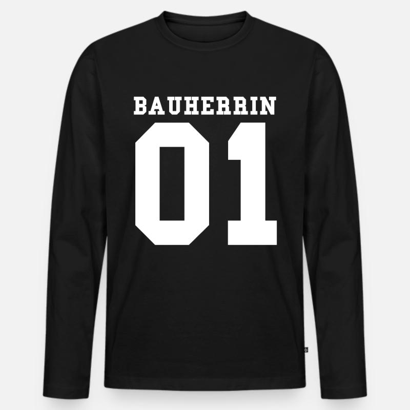 Bauherrin - Männer Premium Bio Langarmshirt - Schwarz