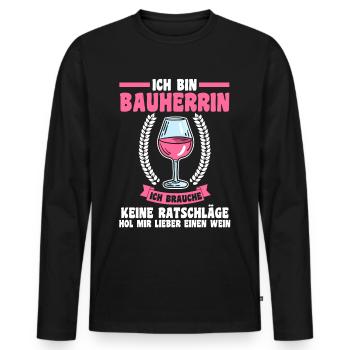 Bier Bauherrin - Männer Premium Bio Langarmshirt - Schwarz - Vorne - Nico (187cm)