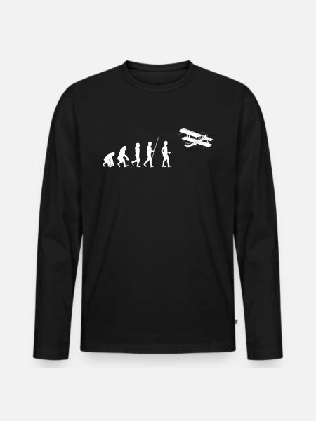 Airplane Heartbeat - Men's Premium Organic Long Sleeve Shirt - black
