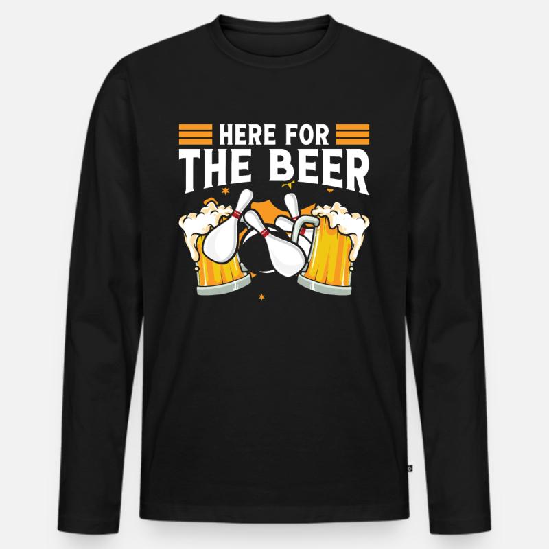 Beer Bowling Design - Männer Premium Bio Langarmshirt - Schwarz
