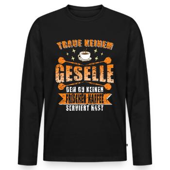 Lehrjahre Geselle Kaffee Dart - Männer Premium Bio Langarmshirt - Schwarz - Vorne - Nico (187cm)