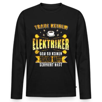 Elektriker Installateur Baustelle Kaffee Dart - Männer Premium Bio Langarmshirt - Schwarz - Vorne - Nico (187cm)