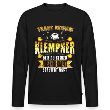 Kaffee liebender Klempner Klempner Klempner - Männer Premium Bio Langarmshirt - Schwarz - Vorne - Nico (187cm)