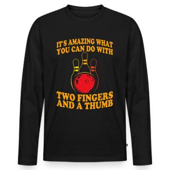 Amazing what you can do with two Fingers - Men's Premium Organic Long Sleeve Shirt - black - Front - Nico (187cm)