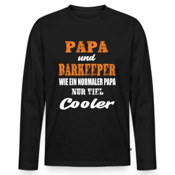 Papa und Barkeeper Bar Nachtleben Cocktails - Männer Premium Bio Langarmshirt - Schwarz - Vorne - Nico (187cm)