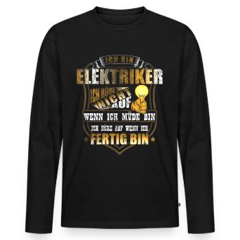 ich bin elektriker - Männer Premium Bio Langarmshirt - Schwarz - Vorne - Nico (187cm)
