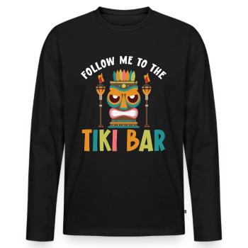 Follow me to the tiki bar, luau party, tiki bar - Men's Premium Organic Long Sleeve Shirt - black - Front - Nico (187cm)