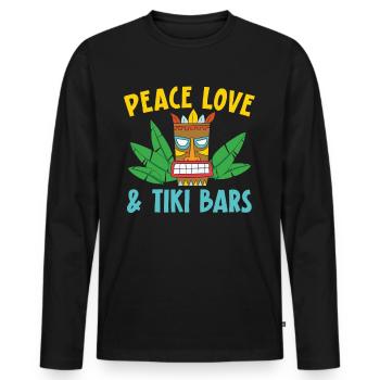 Peace Love & Tiki Bars Luau Party Tiki Bar - Men's Premium Organic Long Sleeve Shirt - black - Front - Nico (187cm)