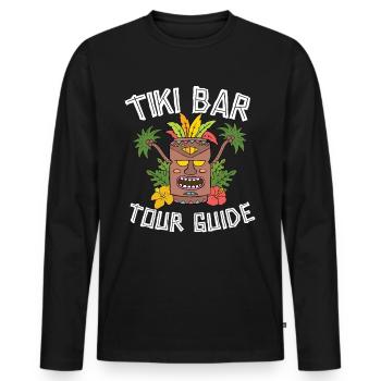 Tiki Bar Travel Guide Hawaiian Luau Party Tiki - Men's Premium Organic Long Sleeve Shirt - black - Front - Nico (187cm)