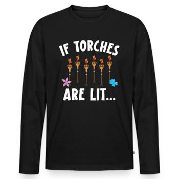 When Torches Burn Hawaiian Luau Party Tiki - Men's Premium Organic Long Sleeve Shirt - black - Front - Nico (187cm)