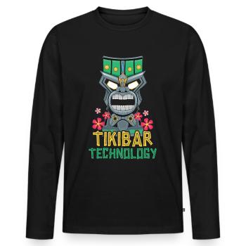 Tiki Bar Technique Hawaiian Luau Party Tiki Bar - Men's Premium Organic Long Sleeve Shirt - black - Front - Nico (187cm)