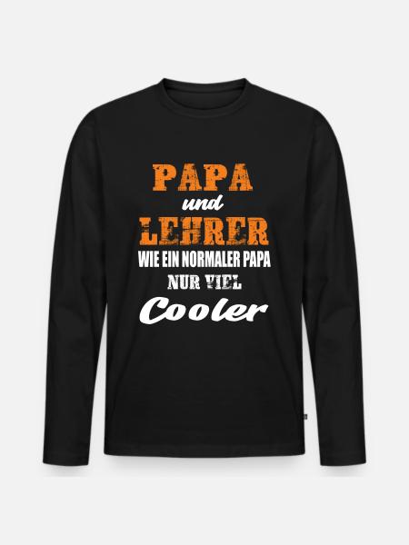 Papa und Lehrer - Männer Premium Bio Langarmshirt - Schwarz