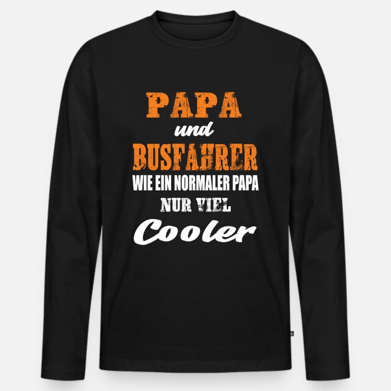 Papa und Busfahrer - Männer Premium Bio Langarmshirt - Schwarz