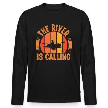 The River is calling - Men's Premium Organic Long Sleeve Shirt - black - Front - Nico (187cm)