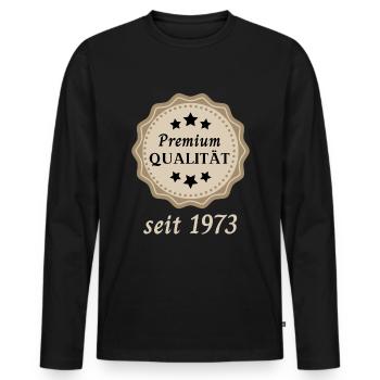 Premium Qualität seit 1973 - Männer Premium Bio Langarmshirt - Schwarz - Vorne - Nico (187cm)