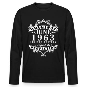 June 1963 Jubilee 1963 Legends June - Men's Premium Organic Long Sleeve Shirt - black - Front - Nico (187cm)